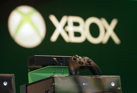 A Xbox One console is pictured at the Microsoft Games exhibition stand during the Gamescom 2013 fair in Cologne August 23, 2013. REUTERS/Ina A Xbox One console is pictured at the Microsoft Games exhibition stand during the Gamescom 2013 fair in Cologne August 23, 2013. REUTERS/Ina