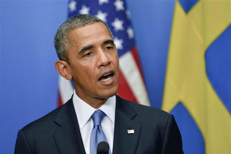 U.S. President Barack Obama speaks during his news conference with Swedish Prime Minister Fredrik Reinfeldt at the chancellery in Stockholm, U.S. President Barack Obama speaks during his news conference with Swedish Prime Minister Fredrik Reinfeldt at the chancellery in Stockholm,