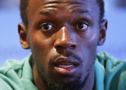 Jamaican sprinter Usain Bolt addresses a news conference ahead of the IAAF Diamond League athletics meeting, also known as Memorial Van Damm Jamaican sprinter Usain Bolt addresses a news conference ahead of the IAAF Diamond League athletics meeting, also known as Memorial Van Damm
