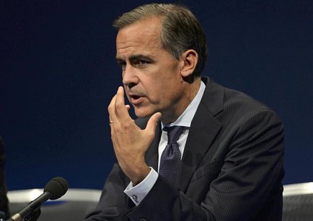 Bank of England governor Mark Carney gestures during a news conference after addressing business leaders in Nottingham, central England Augu Bank of England governor Mark Carney gestures during a news conference after addressing business leaders in Nottingham, central England Augu