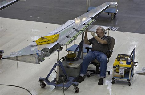 A worker assembles a wing flap for the Boeing 737-900 at their operations in Renton, Washington, October 18, 2012. REUTERS/Andy Clark A worker assembles a wing flap for the Boeing 737-900 at their operations in Renton, Washington, October 18, 2012. REUTERS/Andy Clark