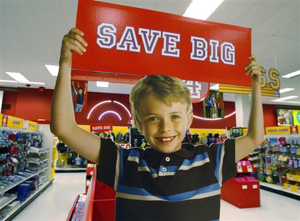 A signage offering big savings in the back to school supply department is pictured at a Target store in Los Angeles, California August 18, 2 A signage offering big savings in the back to school supply department is pictured at a Target store in Los Angeles, California August 18, 2