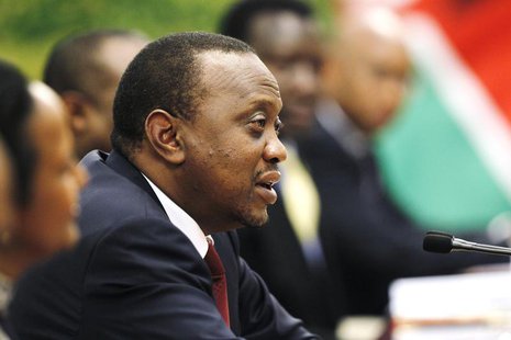 Kenyan President Uhuru Kenyatta (C) speaks to Chinese Premier Li Keqiang (not pictured) during their meeting at the Great Hall of the People Kenyan President Uhuru Kenyatta (C) speaks to Chinese Premier Li Keqiang (not pictured) during their meeting at the Great Hall of the People