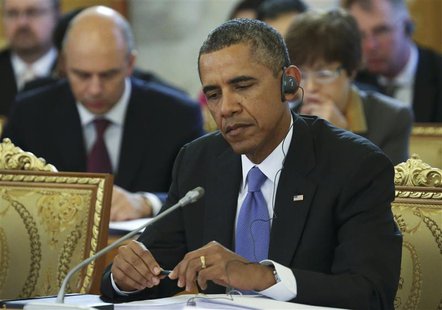 U.S. President Barack Obama attends the first working session of the G20 Summit in Constantine Palace in Strelna near St. Petersburg, Septem U.S. President Barack Obama attends the first working session of the G20 Summit in Constantine Palace in Strelna near St. Petersburg, Septem