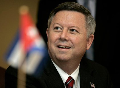 Nebraska state Governor Dave Heineman attends the signing of a trade agreement with Pedro Alvarez, head of the Cuban food import agency Alim Nebraska state Governor Dave Heineman attends the signing of a trade agreement with Pedro Alvarez, head of the Cuban food import agency Alim