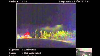 A still image of the video taken by the squad vehicle that performed the PIT maneuver following that action. A still image of the video taken by the squad vehicle that performed the PIT maneuver following that action.