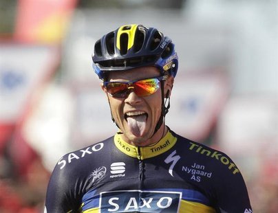 Team Saxo-Tinkoff's rider Nicolas Roche of France wins the second stage of the Tour of Spain "La Vuelta" cycling race, between Pontevedra an Team Saxo-Tinkoff's rider Nicolas Roche of France wins the second stage of the Tour of Spain "La Vuelta" cycling race, between Pontevedra an