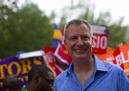 New York mayoral candidate Bill de Blasio participates in a march during the West Indian Day Parade in the Brooklyn borough of New York Sept New York mayoral candidate Bill de Blasio participates in a march during the West Indian Day Parade in the Brooklyn borough of New York Sept