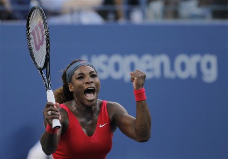 Serena Williams of the U.S. celebrates after defeating Li Na of China at the U.S. Open tennis championships in New York September 6, 2013. R Serena Williams of the U.S. celebrates after defeating Li Na of China at the U.S. Open tennis championships in New York September 6, 2013. R