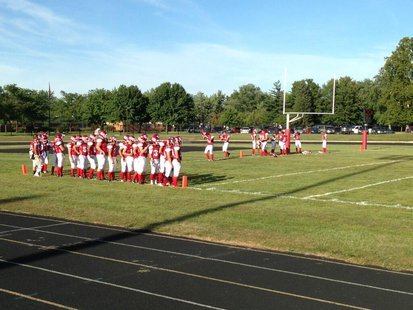 Coldwater prepares to take the field before their game against Portage Northern on September 6, 2013. Coldwater prepares to take the field before their game against Portage Northern on September 6, 2013.
