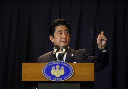 Japan's Prime Minister Shinzo Abe addresses a news conference after Tokyo was selected as the city to host the 2020 Summer Olympic Games in Japan's Prime Minister Shinzo Abe addresses a news conference after Tokyo was selected as the city to host the 2020 Summer Olympic Games in