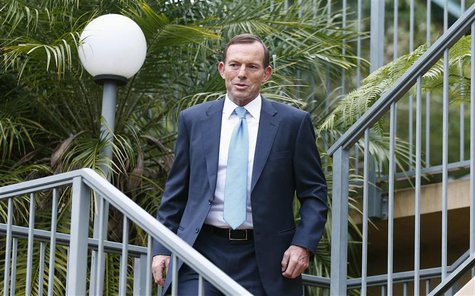Australia's conservative leader and Prime Minister-elect Tony Abbott leaves his house in Sydney September 8, 2013. REUTERS/Daniel Munoz Australia's conservative leader and Prime Minister-elect Tony Abbott leaves his house in Sydney September 8, 2013. REUTERS/Daniel Munoz