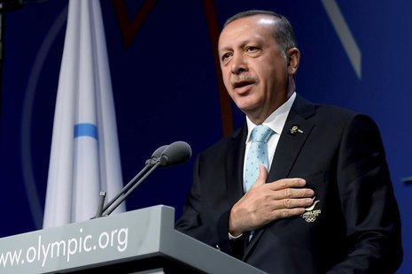 Turkish Prime Minister Tayyip Erdogan speaks during the presentation by the Istanbul 2020 committee as a candidate to host the 2020 Summer O Turkish Prime Minister Tayyip Erdogan speaks during the presentation by the Istanbul 2020 committee as a candidate to host the 2020 Summer O