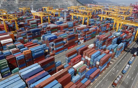 Hanjin Shipping's container terminal is seen at the Busan New Port in Busan, about 420 km (261 miles) southeast of Seoul August 8, 2013. REU Hanjin Shipping's container terminal is seen at the Busan New Port in Busan, about 420 km (261 miles) southeast of Seoul August 8, 2013. REU