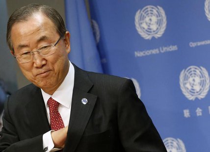 United Nations Secretary-General Ban Ki-moon speaks during a news conference at the United Nations Headquarters in New York September 3, 201 United Nations Secretary-General Ban Ki-moon speaks during a news conference at the United Nations Headquarters in New York September 3, 201