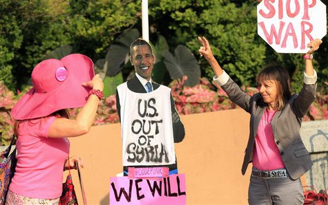 Code Pink demonstrators protest against potential U.S. military action in Syria at the U.S. Capitol in Washington September 9, 2013. REUTERS Code Pink demonstrators protest against potential U.S. military action in Syria at the U.S. Capitol in Washington September 9, 2013. REUTERS
