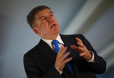German Olympic Sports Confederation (Deutscher Olympischer Sportbund, DOSB) President Thomas Bach gestures during a Reuters interview in Ber German Olympic Sports Confederation (Deutscher Olympischer Sportbund, DOSB) President Thomas Bach gestures during a Reuters interview in Ber