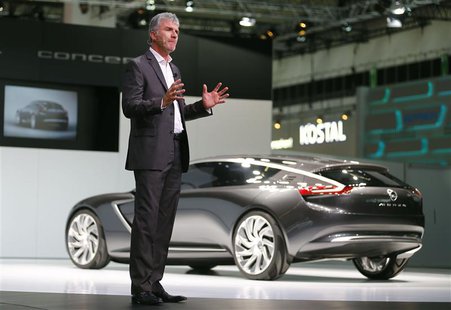 Mark Adams, Vice President, Opel/Vauxhall Design, presents the new Opel Monza concept car during a media preview day at the Frankfurt Motor Mark Adams, Vice President, Opel/Vauxhall Design, presents the new Opel Monza concept car during a media preview day at the Frankfurt Motor