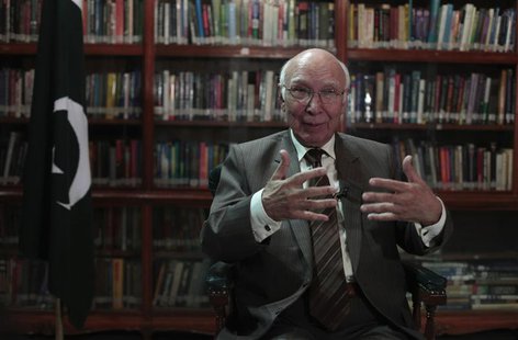 Sartaj Aziz, Pakistani Prime Minister Nawaz Sharif's adviser on foreign affairs, speaks during an interview with Reuters in Islamabad Septem Sartaj Aziz, Pakistani Prime Minister Nawaz Sharif's adviser on foreign affairs, speaks during an interview with Reuters in Islamabad Septem