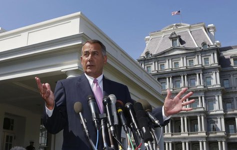 Speaker of the House John Boehner speaks to the press after meeting with U.S. President Obama and bipartisan Congressional leaders in the Ca Speaker of the House John Boehner speaks to the press after meeting with U.S. President Obama and bipartisan Congressional leaders in the Ca