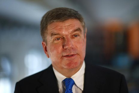 German Olympic Sports Confederation (Deutscher Olympischer Sportbund, DOSB) President Thomas Bach smiles during a Reuters interview in Berli German Olympic Sports Confederation (Deutscher Olympischer Sportbund, DOSB) President Thomas Bach smiles during a Reuters interview in Berli