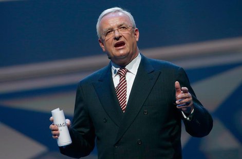 Volkswagen CEO, Martin Winterkorn speaks during the Volkswagen group night at the Frankfurt motor show September 9, 2013. REUTERS/Ralph Orlo Volkswagen CEO, Martin Winterkorn speaks during the Volkswagen group night at the Frankfurt motor show September 9, 2013. REUTERS/Ralph Orlo