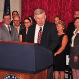 Sen. Tim Johnson receives the Friend of the Family Farmer Award from NFU during the legislative fly-in to Washington, D.C., with South Dakotans pictured behind him. (SDFU.org) Sen. Tim Johnson receives the Friend of the Family Farmer Award from NFU during the legislative fly-in to Washington, D.C., with South Dakotans pictured behind him. (SDFU.org)