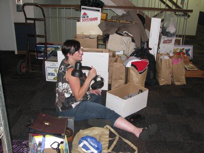 Nikki Montgomery from WDEZ preparing for the Rummage Sale for St. Jude's Children's Hospital
Nikki Montgomery from WDEZ preparing for the Rummage Sale for St. Jude's Children's Hospital