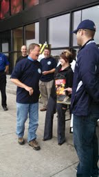 Moorhead Mayor Mark Voxland and Fargo City Commissioner Melissa Sobolik help kick off "Fill the Boot" campaign Moorhead Mayor Mark Voxland and Fargo City Commissioner Melissa Sobolik help kick off "Fill the Boot" campaign