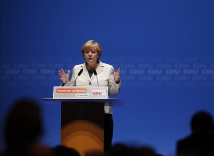 German Chancellor and Christian Democratic Union CDU leader Angela Merkel makes a speech during the election campaign rally in Duesseldorf S German Chancellor and Christian Democratic Union CDU leader Angela Merkel makes a speech during the election campaign rally in Duesseldorf S