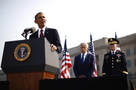 U.S. President Barack Obama speaks alongside Secretary of Defense Chuck Hagel (C) and Chairman of the Joint Chiefs of Staff Martin Dempsey ( U.S. President Barack Obama speaks alongside Secretary of Defense Chuck Hagel (C) and Chairman of the Joint Chiefs of Staff Martin Dempsey (