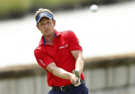 England's Luke Donald chips on to the 18th green during the second round of the Barclays PGA golf tournament in Jersey City, New Jersey Augu England's Luke Donald chips on to the 18th green during the second round of the Barclays PGA golf tournament in Jersey City, New Jersey Augu