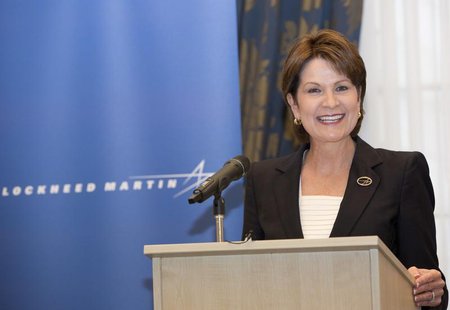 Chief Executive Officer and President of Lockheed Martin Corporation Marillyn A. Hewson speaks at a news conference in London, July 1, 2013. Chief Executive Officer and President of Lockheed Martin Corporation Marillyn A. Hewson speaks at a news conference in London, July 1, 2013.