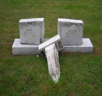 Vandalism to gravestones and statues at Fort Howard Cemetery in Green Bay, during the weekend of Sept. 7-8, 2013. (Photo by: Green Bay Police Department). Vandalism to gravestones and statues at Fort Howard Cemetery in Green Bay, during the weekend of Sept. 7-8, 2013. (Photo by: Green Bay Police Department).