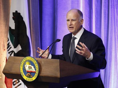 California Governor Jerry Brown speaks at the 7th Annual California Hall of Fame induction ceremony at The California Museum in Sacramento, California Governor Jerry Brown speaks at the 7th Annual California Hall of Fame induction ceremony at The California Museum in Sacramento,