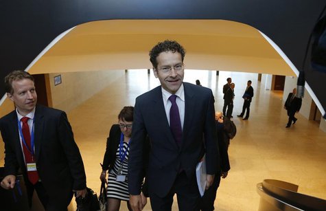 Eurogroup chairman Jeroen Dijsselbloem (R) arrives at an euro zone finance ministers meeting in Luxembourg June 20, 2013. REUTERS/Francois L Eurogroup chairman Jeroen Dijsselbloem (R) arrives at an euro zone finance ministers meeting in Luxembourg June 20, 2013. REUTERS/Francois L