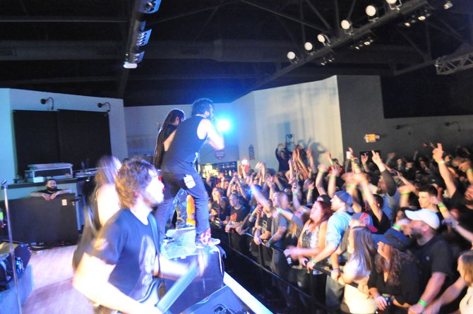 Jared from Surrender The Fall, Nonpoint, and a packed house singing "Bullet..."