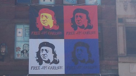 Free Jim Carlson sign above Last Place On Earth Free Jim Carlson sign above Last Place On Earth