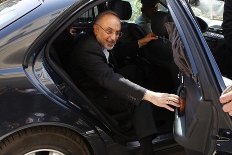 Iran's then Foreign Minister Ali Akbar Salehi reacts upon his arrival to attend the official opening ceremony for the new headquarters of th Iran's then Foreign Minister Ali Akbar Salehi reacts upon his arrival to attend the official opening ceremony for the new headquarters of th