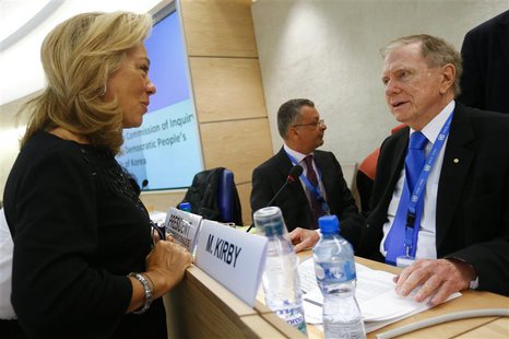 Eileen Donahoe (L) U.S. Ambassador to the Human Rights Council speaks with Michael Kirby, Chairperson of the Commission of Inquiry on Human Eileen Donahoe (L) U.S. Ambassador to the Human Rights Council speaks with Michael Kirby, Chairperson of the Commission of Inquiry on Human