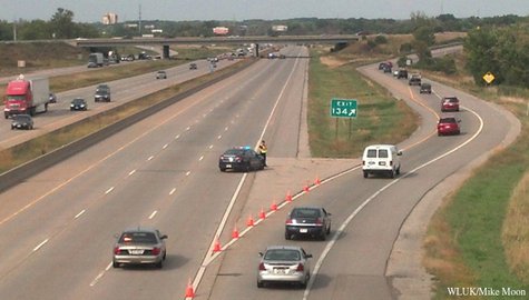 Traffic is diverted off Hwy. 41 in the town of Menasha, Sept. 17, 2013. (Photo by: FOX 11). Traffic is diverted off Hwy. 41 in the town of Menasha, Sept. 17, 2013. (Photo by: FOX 11).
