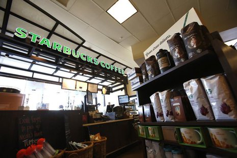 Coffee packages are pictured on display at a Starbucks Coffee store in Pasadena, California July 25, 2013. REUTERS/Mario Anzuoni Coffee packages are pictured on display at a Starbucks Coffee store in Pasadena, California July 25, 2013. REUTERS/Mario Anzuoni