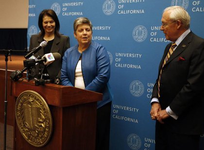 Secretary of Homeland Security Janet Napolitano speaks during a news conference after being voted in as the next president of the University Secretary of Homeland Security Janet Napolitano speaks during a news conference after being voted in as the next president of the University
