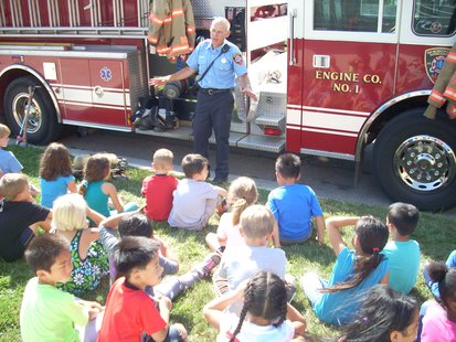 A group of 1st grade students at Jefferson Elementary School receiving a tour of a Sheboygan Fire Department truck. A group of 1st grade students at Jefferson Elementary School receiving a tour of a Sheboygan Fire Department truck.