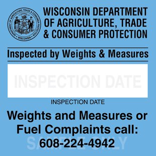 New DATCP Weights and Measures Inspection Sticker New DATCP Weights and Measures Inspection Sticker