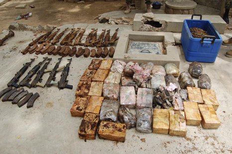 Ammunition and explosives seized from suspected members of Hezbollah are displayed after a raid of a building in Nigeria's northern city of Ammunition and explosives seized from suspected members of Hezbollah are displayed after a raid of a building in Nigeria's northern city of