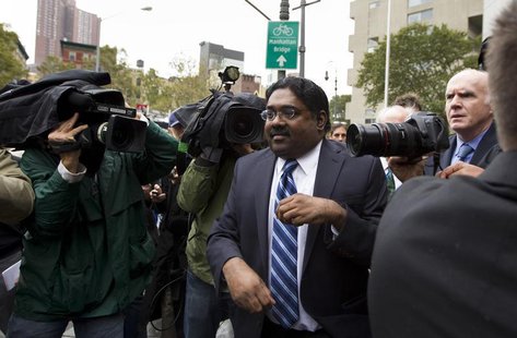 Galleon hedge fund founder Raj Rajaratnam departs Manhattan Federal Court after his sentencing in New York October 13, 2011. REUTERS/Lucas J Galleon hedge fund founder Raj Rajaratnam departs Manhattan Federal Court after his sentencing in New York October 13, 2011. REUTERS/Lucas J