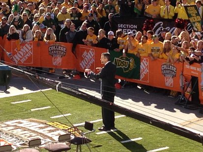 ESPN analyst Chris Fowler live on ESPN's College GameDay live from Downtown Fargo on Saturday September 21st, 2013. ESPN analyst Chris Fowler live on ESPN's College GameDay live from Downtown Fargo on Saturday September 21st, 2013.