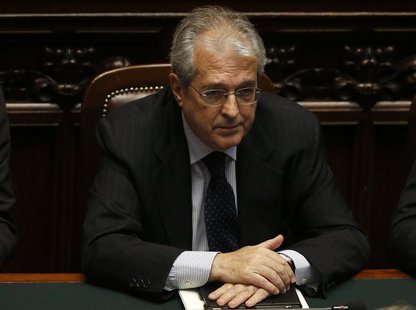 New Italian Economy Minister Fabrizio Saccomanni attends at the Lower house of the parliament in Rome, April 29, 2013. REUTERS/ Alessandro B New Italian Economy Minister Fabrizio Saccomanni attends at the Lower house of the parliament in Rome, April 29, 2013. REUTERS/ Alessandro B