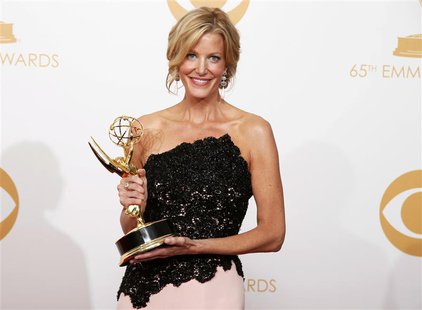 Actress Anna Gunn from AMC's series 'Breaking Bad" poses backstage with her award for Outstanding Supporting Actress In A Drama Series at th Actress Anna Gunn from AMC's series 'Breaking Bad" poses backstage with her award for Outstanding Supporting Actress In A Drama Series at th